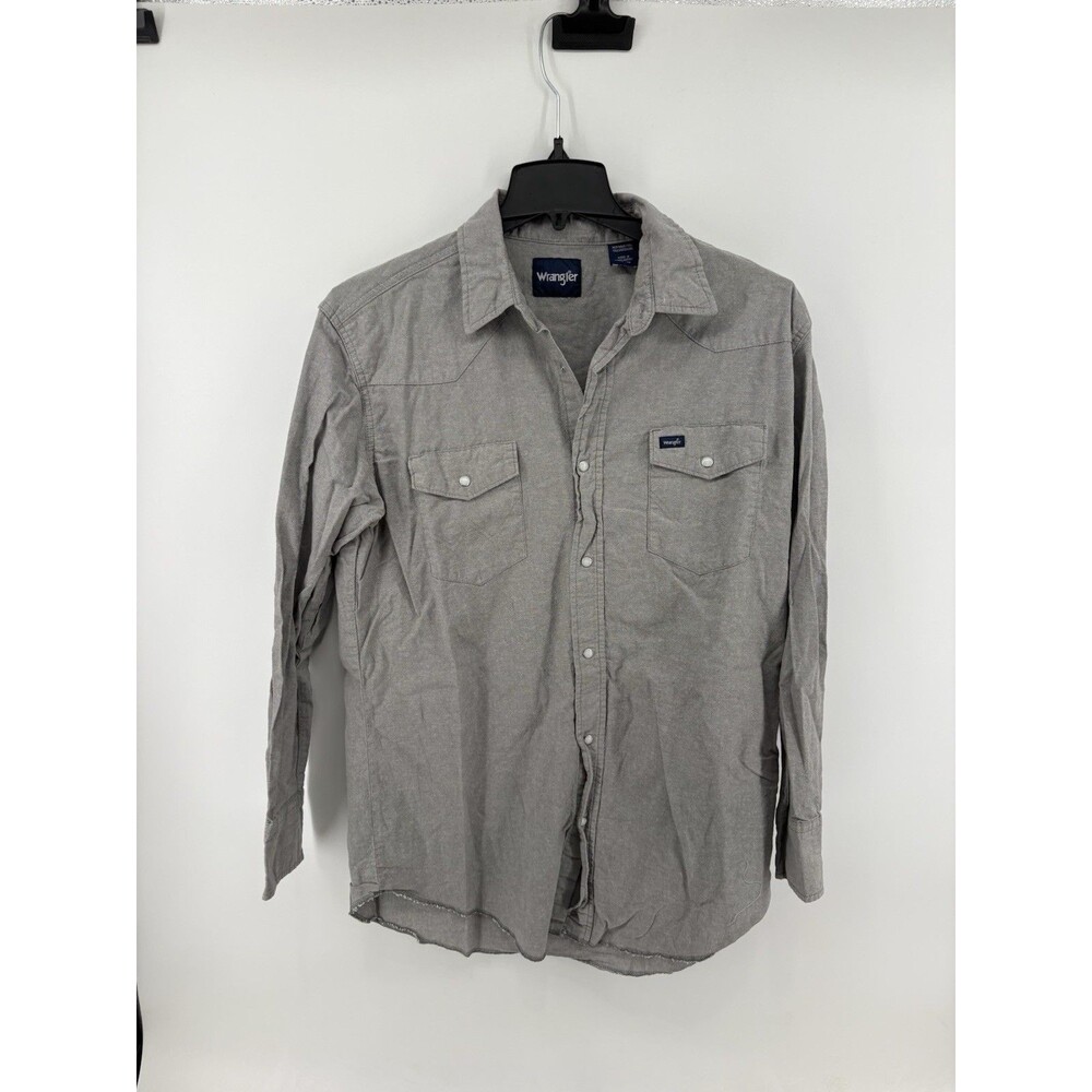 Wrangler Western Cowboy Pearl Snap Gray Long Sleeve Shirt Size XLTall